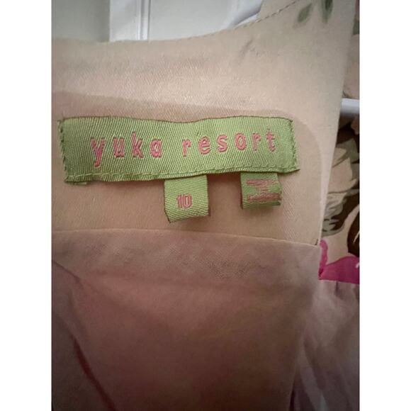 Yuke Floral Fairy Sleeveless Pink & Beige sheath dress Sz 10 barbiecore wedding - Picture 3 of 9